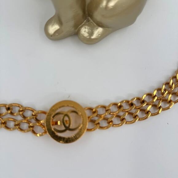 Chanel Vintage Double Layer Belt with CC Sunburst Medallion 31" CoA Authentic - Picture 3 of 8